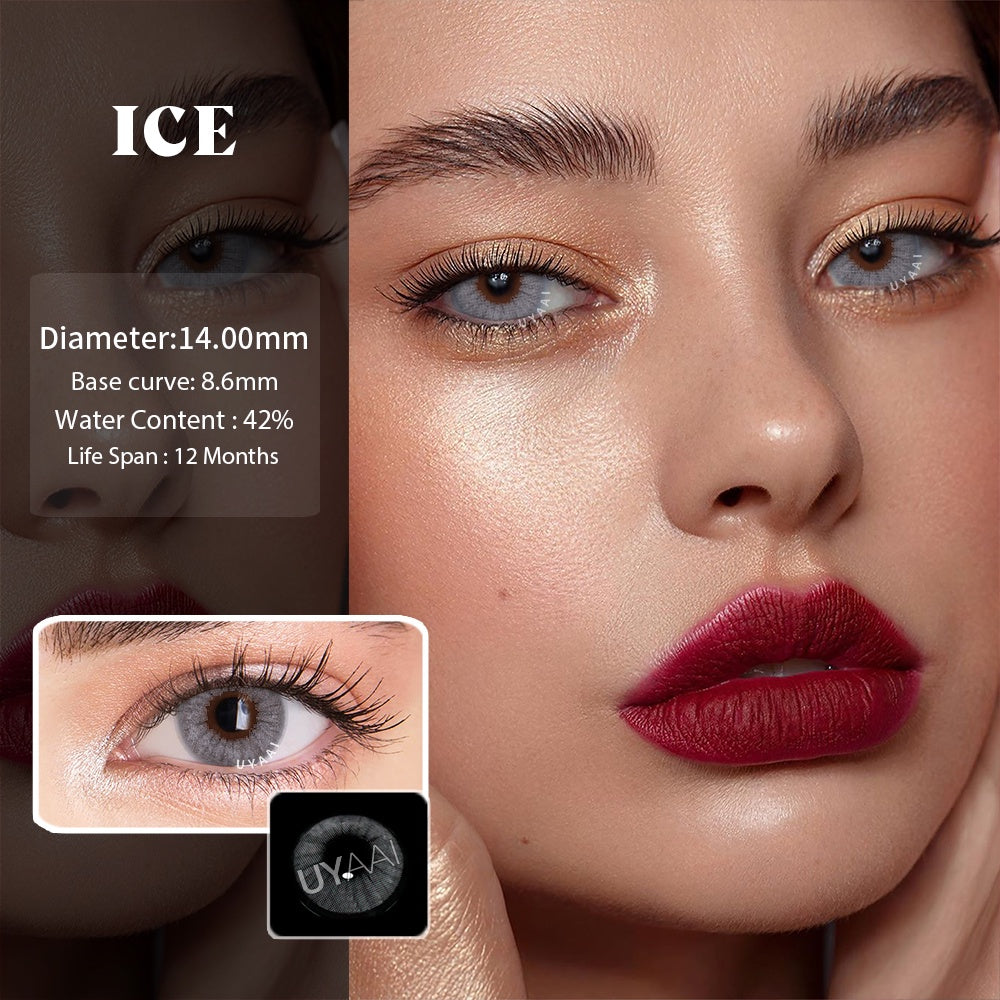 UYAAI【1*contacts Lenses+1*tweezers+1*lenses Case】 Lentes De Contato Coloridas 1/Olho Azul