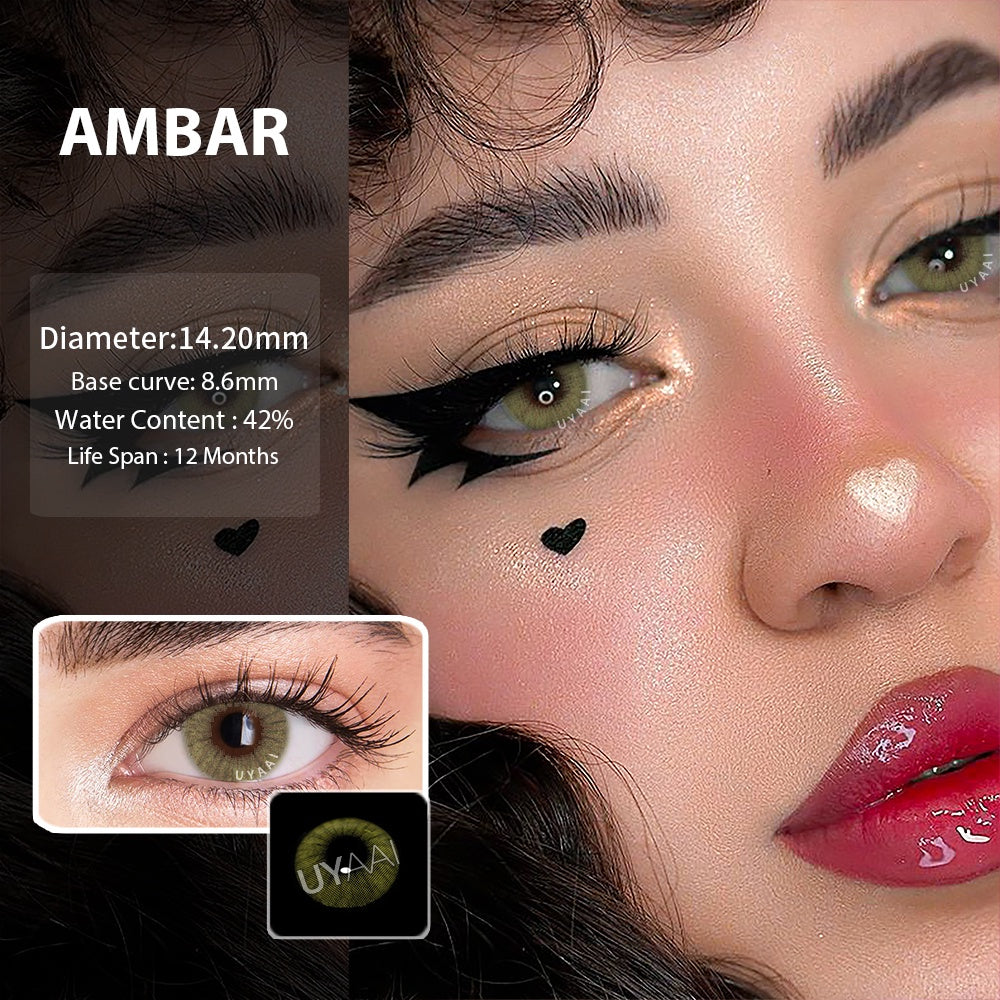 UYAAI【1*contacts Lenses+1*tweezers+1*lenses Case】 Lentes De Contato Coloridas 1/Olho Azul