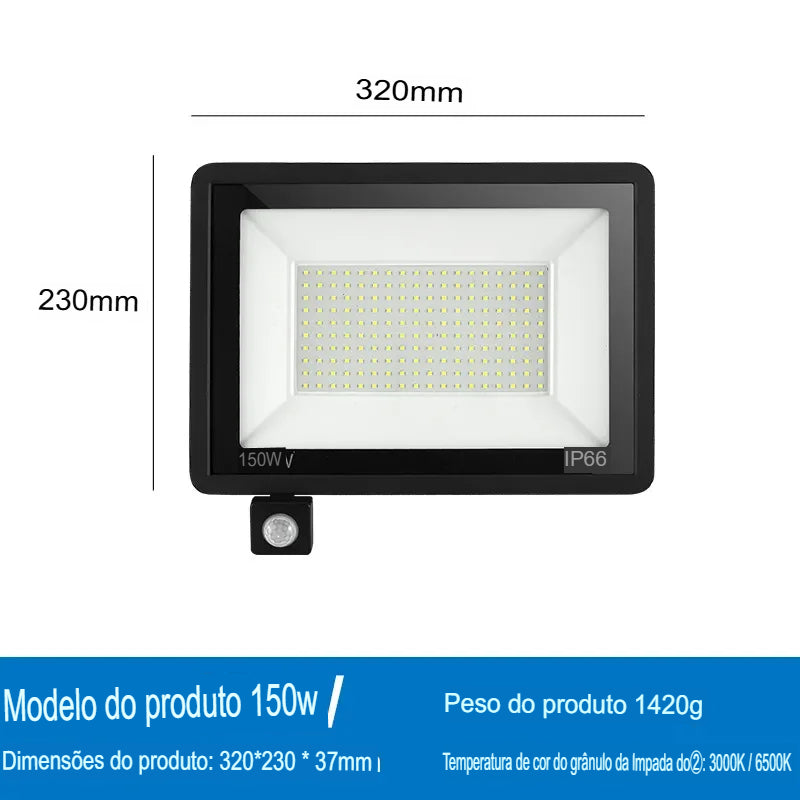 Holofotes LED Sensor de movimento PIR IP66 à prova d'água