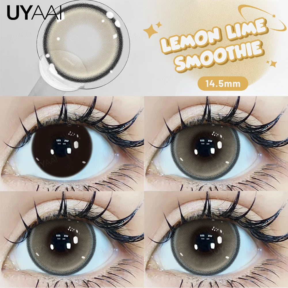UYAAI 15mm Big Diameter Black Lenses 14.5mm Lenses Colored Contact Lenses for Eyes Big Eye Lenses Natural Look Lenses