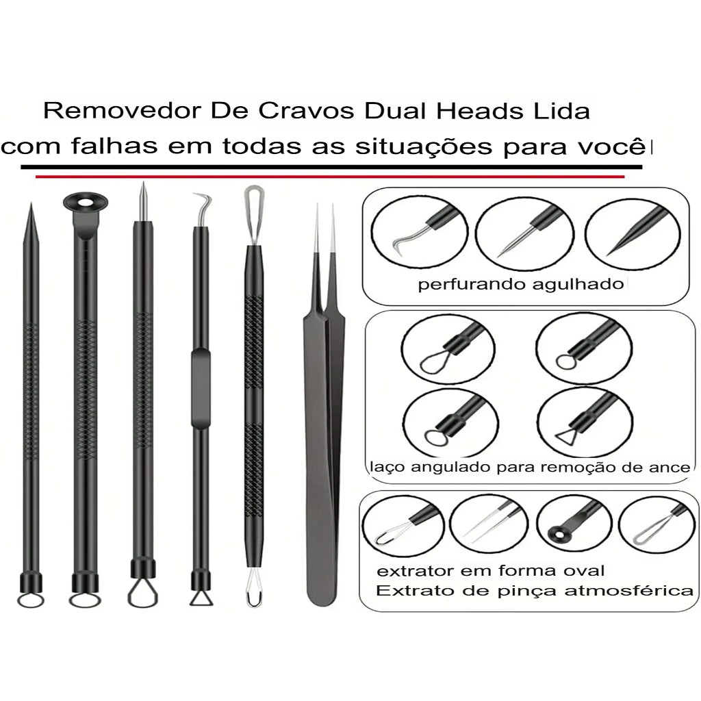 Kit de ferramentas para estourar espinhas com 6 peças