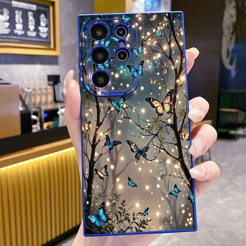 Capa de celular borboleta que brilha no escuro para Samsung