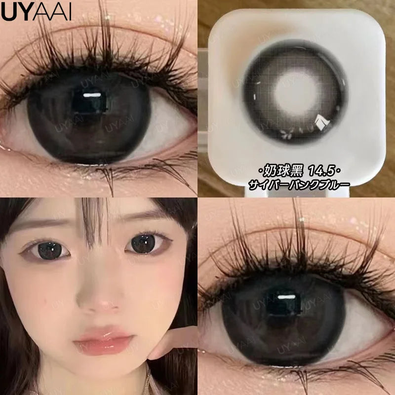 UYAAI 15mm Big Diameter Black Lenses 14.5mm Lenses Colored Contact Lenses for Eyes Big Eye Lenses Natural Look Lenses