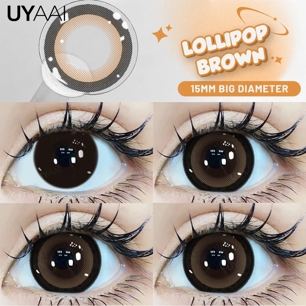 UYAAI 15mm Big Diameter Black Lenses 14.5mm Lenses Colored Contact Lenses for Eyes Big Eye Lenses Natural Look Lenses