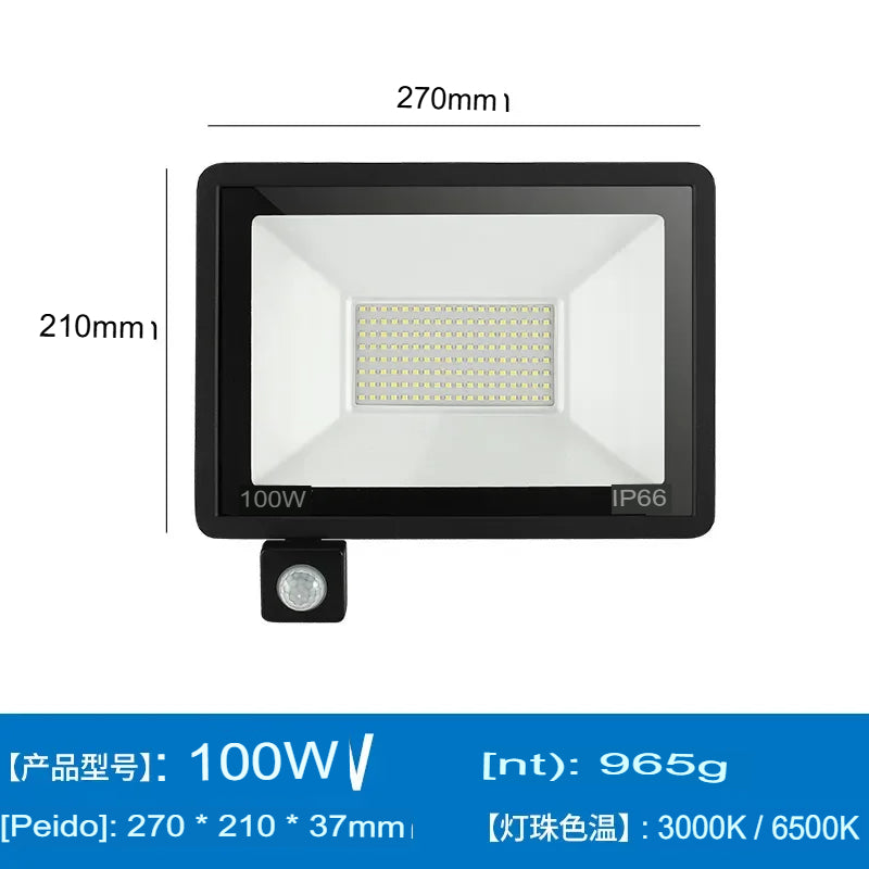 Holofotes LED Sensor de movimento PIR IP66 à prova d'água