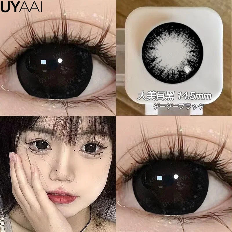 UYAAI 15mm Big Diameter Black Lenses 14.5mm Lenses Colored Contact Lenses for Eyes Big Eye Lenses Natural Look Lenses