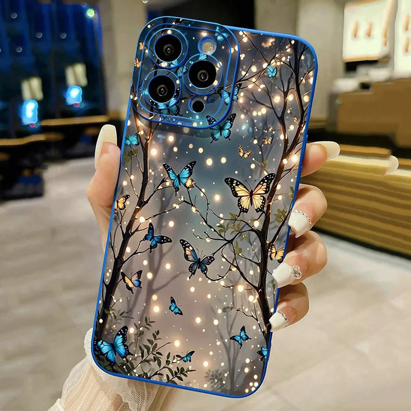 Capa de celular borboleta que brilha no escuro para Samsung