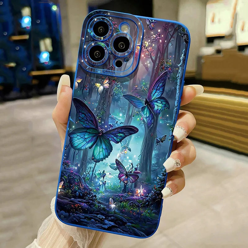 Capa de celular borboleta que brilha no escuro para Samsung