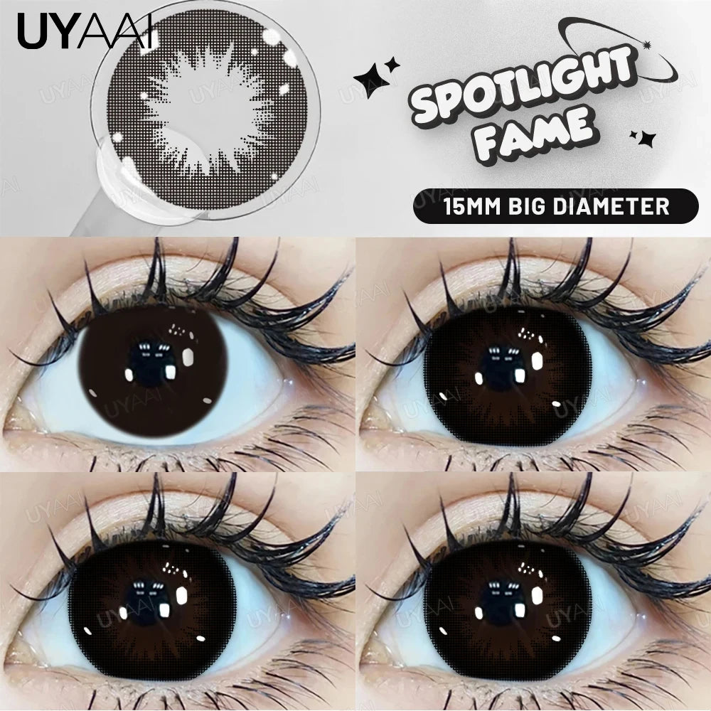UYAAI 15mm Big Diameter Black Lenses 14.5mm Lenses Colored Contact Lenses for Eyes Big Eye Lenses Natural Look Lenses