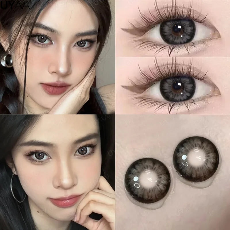 UYAAI 15mm Big Diameter Black Lenses 14.5mm Lenses Colored Contact Lenses for Eyes Big Eye Lenses Natural Look Lenses
