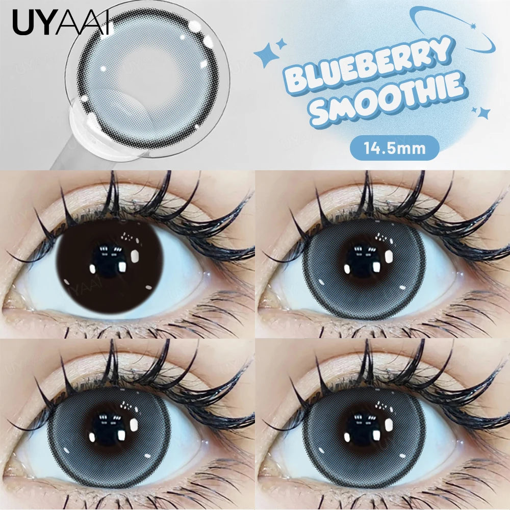 UYAAI 15mm Big Diameter Black Lenses 14.5mm Lenses Colored Contact Lenses for Eyes Big Eye Lenses Natural Look Lenses