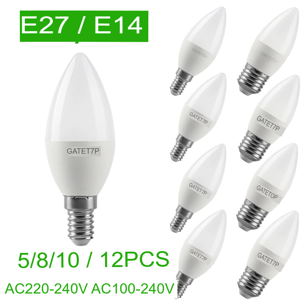 Lâmpada de vela LED 5-12pcs E27 E14