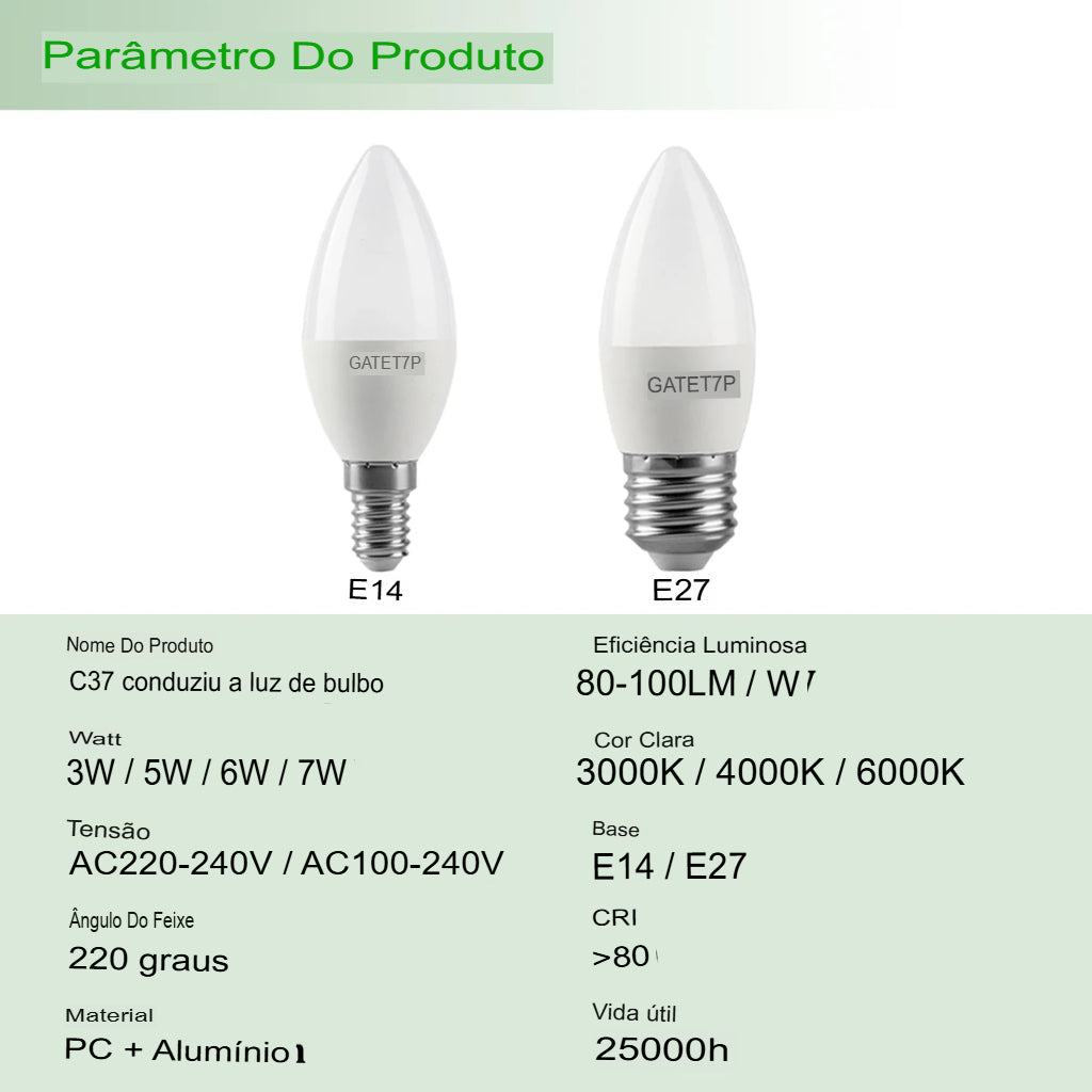 Lâmpada de vela LED 5-12pcs E27 E14