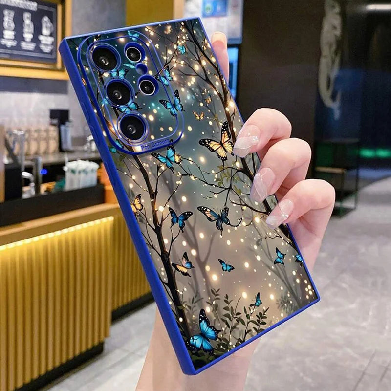 Capa de celular borboleta que brilha no escuro para Samsung