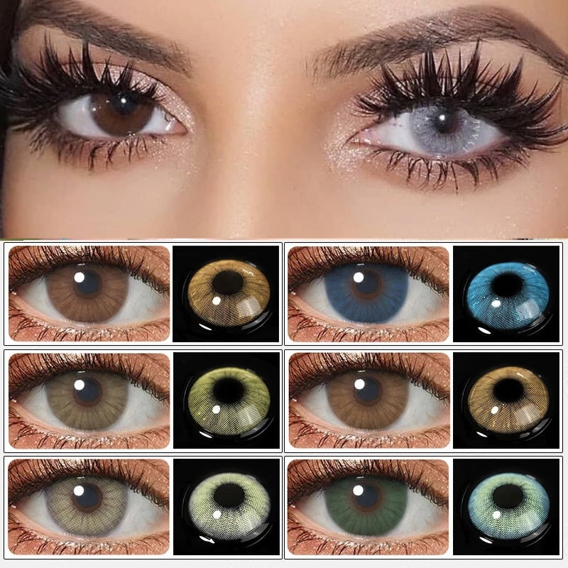 UYAAI【1*contacts Lenses+1*tweezers+1*lenses Case】 Lentes De Contato Coloridas 1/Olho Azul