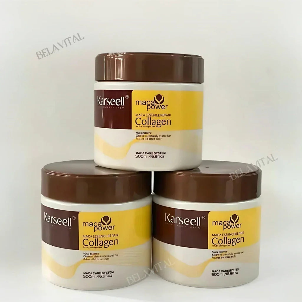 Máscara de Colágeno Karseell Original: Renovação e Brilho para Cabelos 500ml | COMPRE 1 LEVE 2