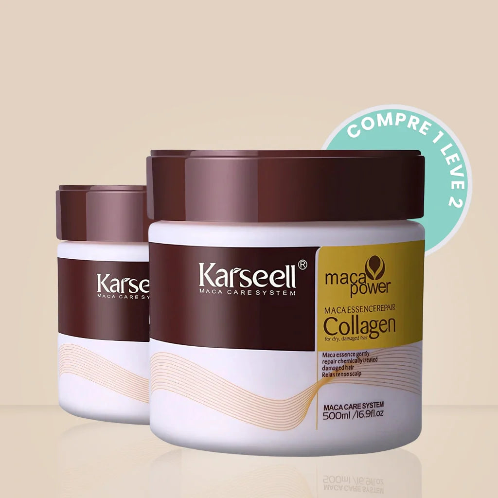 Máscara de Colágeno Karseell Original: Renovação e Brilho para Cabelos 500ml | COMPRE 1 LEVE 2