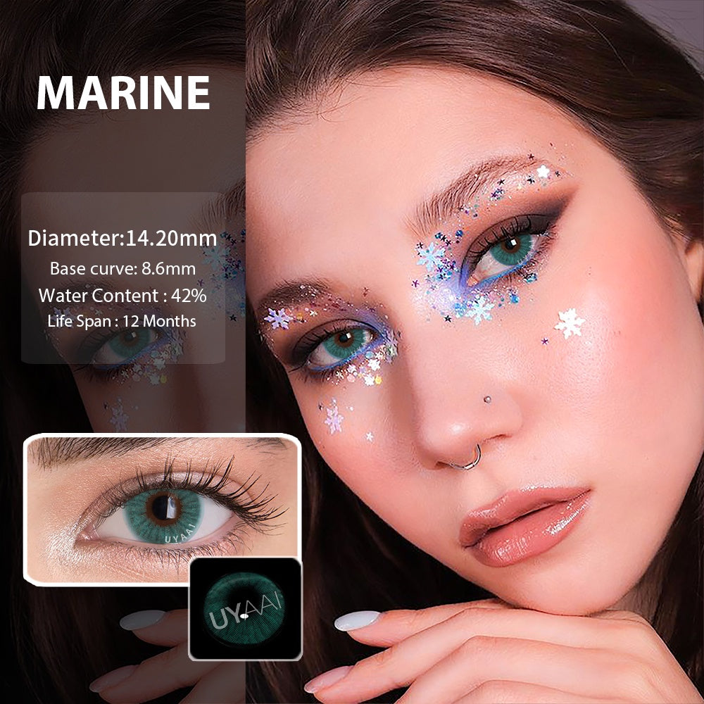 UYAAI【1*contacts Lenses+1*tweezers+1*lenses Case】 Lentes De Contato Coloridas 1/Olho Azul