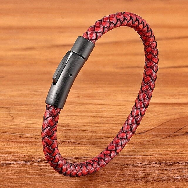 Pulseira de Couro - Tecido a mão