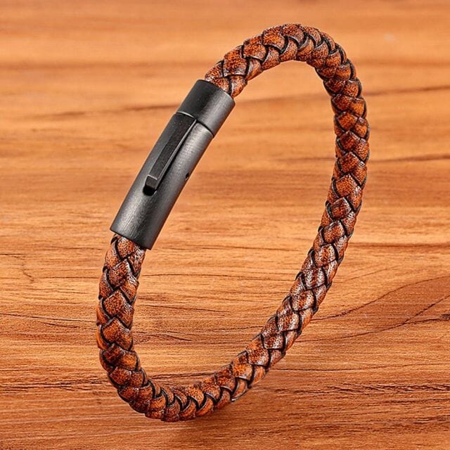 Pulseira de Couro - Tecido a mão