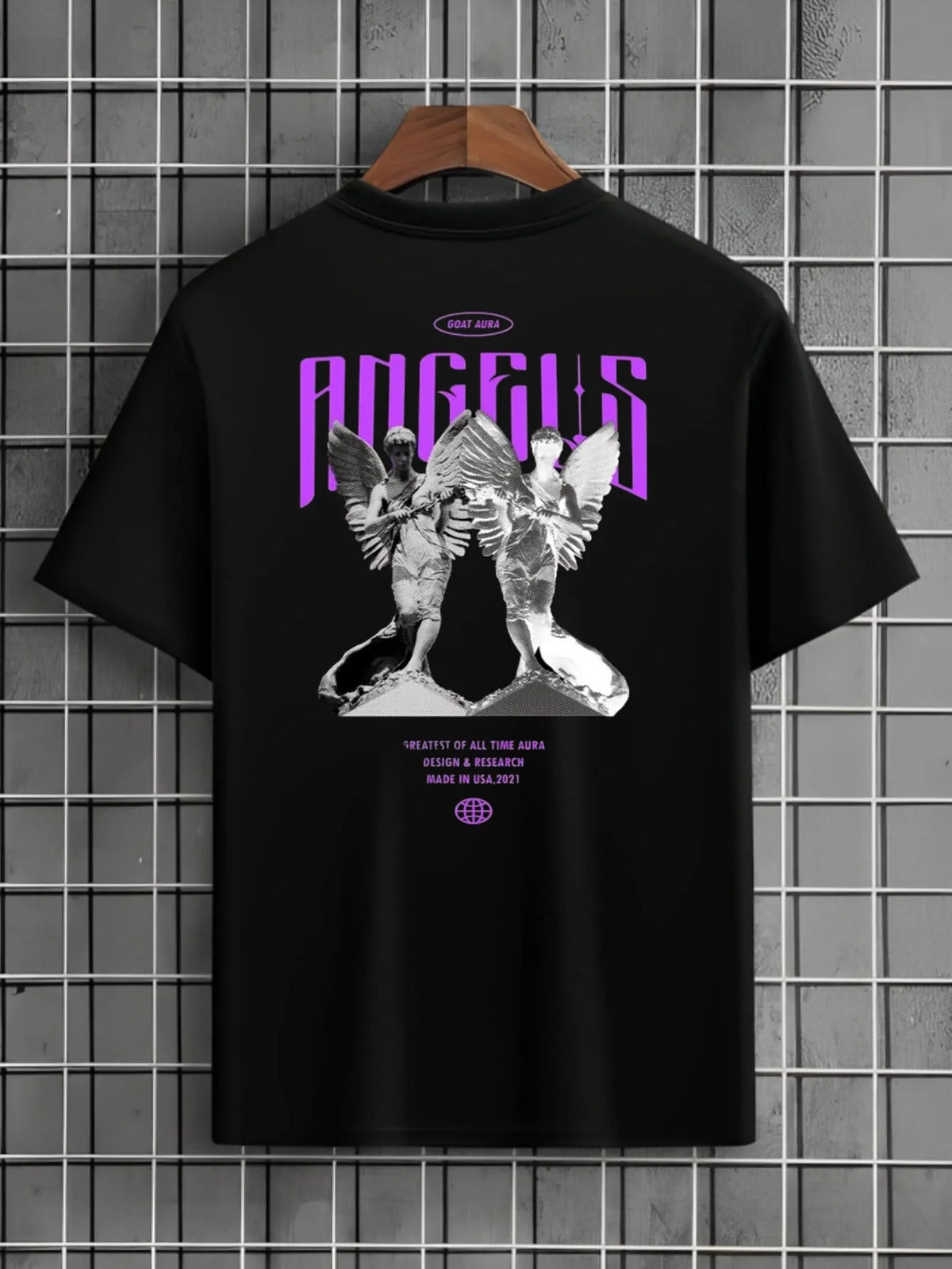 Camiseta Masculina Streetwear Algodão Estampada Angels