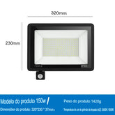 Holofotes LED Sensor de movimento PIR IP66 à prova d'água