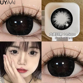 UYAAI 15mm Big Diameter Black Lenses 14.5mm Lenses  Colored Contact Lenses for Eyes Big Eye Lenses Natural Look Lenses
