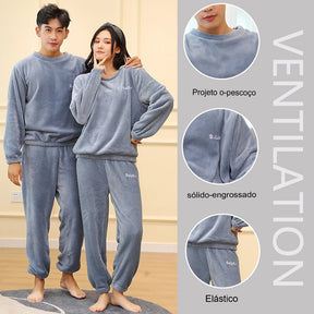 Pijama masculino grosso e quente de veludo coral