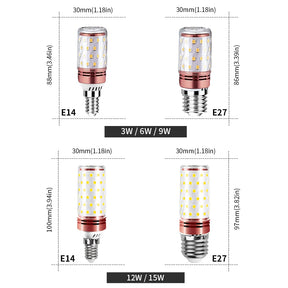 10PCS E27 LED Lâmpada de milho 3W 6W 9W 12W 15W