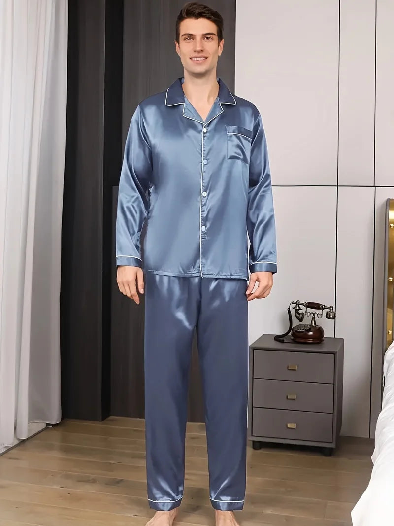 Conjuntos de pijama masculino de microfibra para dormir