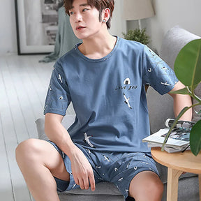 Conjunto de 2 peças de pijama masculino tamanho grande pijama juvenil listrado