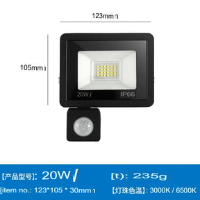 Holofotes LED Sensor de movimento PIR IP66 à prova d'água