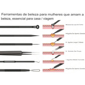 Kit de ferramentas para estourar espinhas com 6 peças
