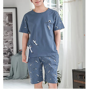 Conjunto de 2 peças de pijama masculino tamanho grande pijama juvenil listrado