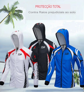 Camisa de pesca com proteção UV e secagem rápida