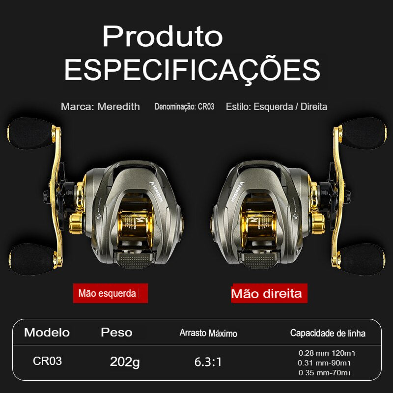 Carretel Baitcasting de alta velocidade