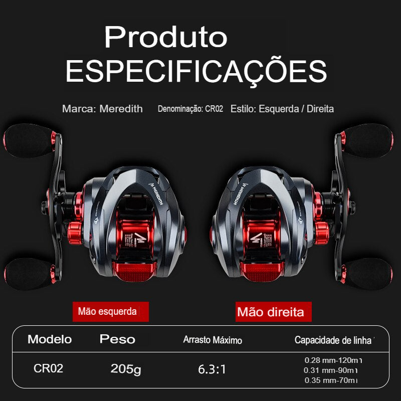 Carretel Baitcasting de alta velocidade