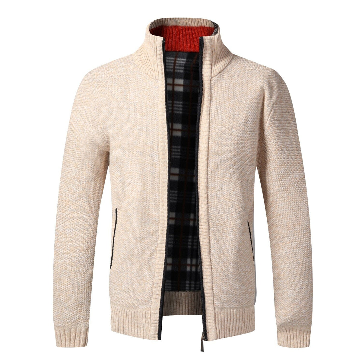 Cardigan Masculino Zíper Modelo França 755 Tok Novidades Bege Claro P 