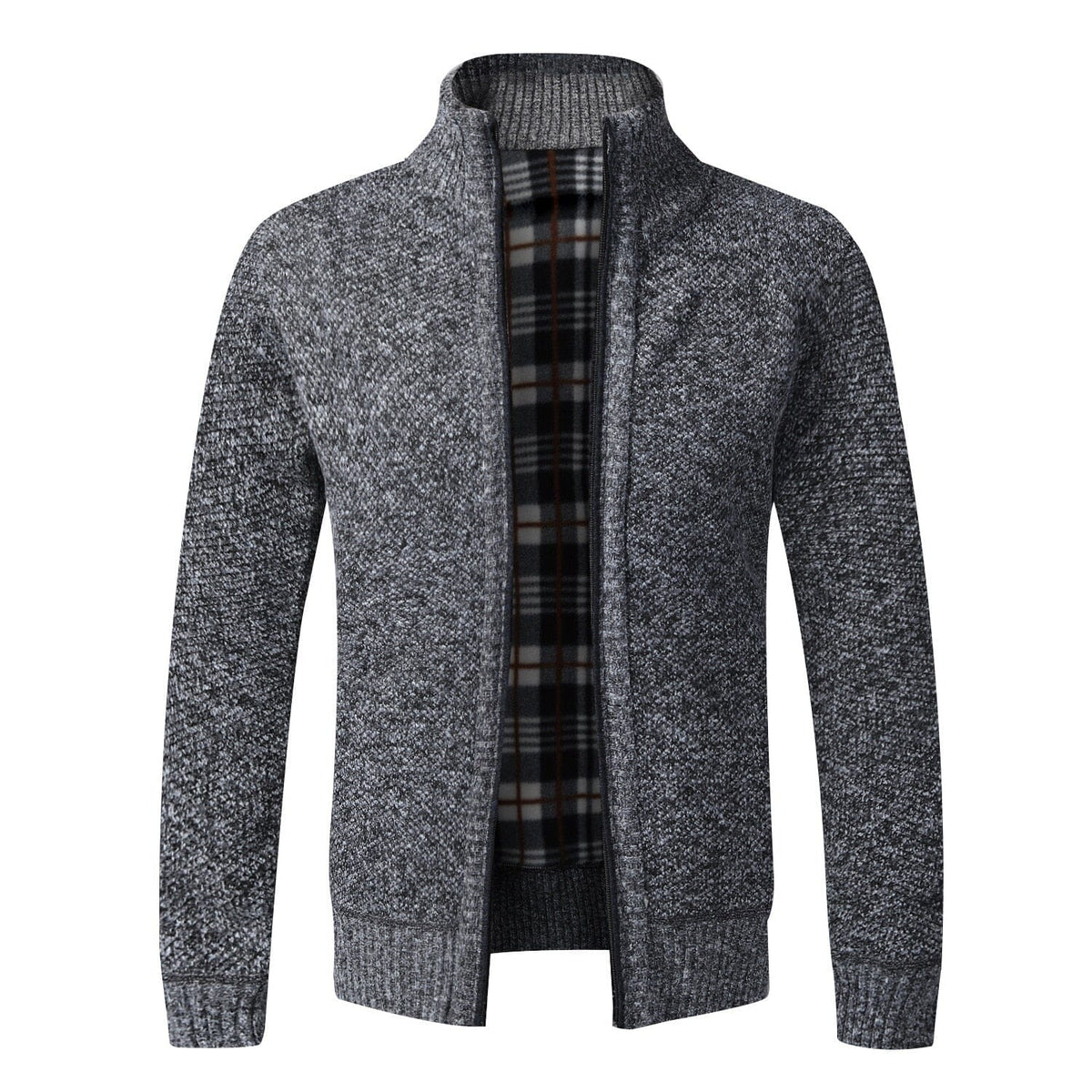 Cardigan Masculino Zíper Modelo França 755 Tok Novidades Cinza Escuro P 