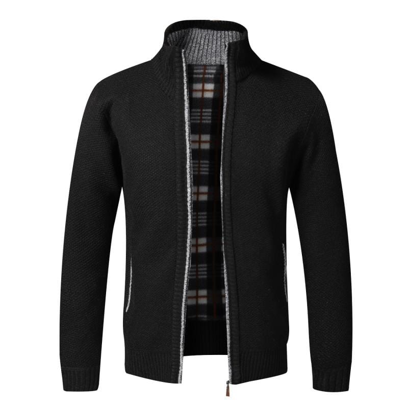 Cardigan Masculino Zíper Modelo França 755 Tok Novidades Preto P 