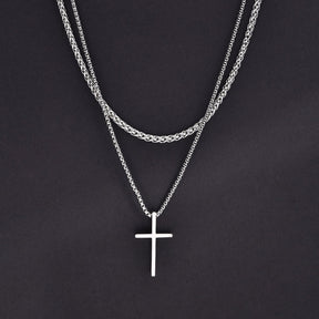 Colar Aço Inoxidável Crucifixo Fino Tok Novidades Cor Prata Modelo 2 