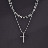 Colar Aço Inoxidável Crucifixo Fino Tok Novidades Cor Prata Modelo 1 