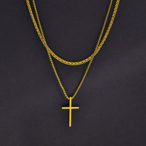Colar Aço Inoxidável Crucifixo Fino Tok Novidades Cor Dourada Modelo 2 