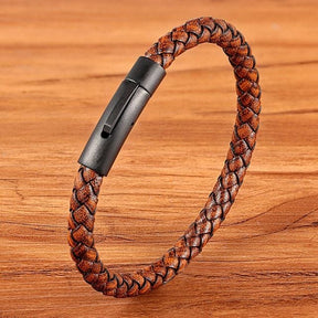 Pulseira de Couro - Tecido a mão
